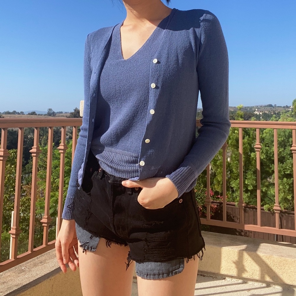 ❌ SOLD ❌ Blue knit sweater-vest + cardigan set
